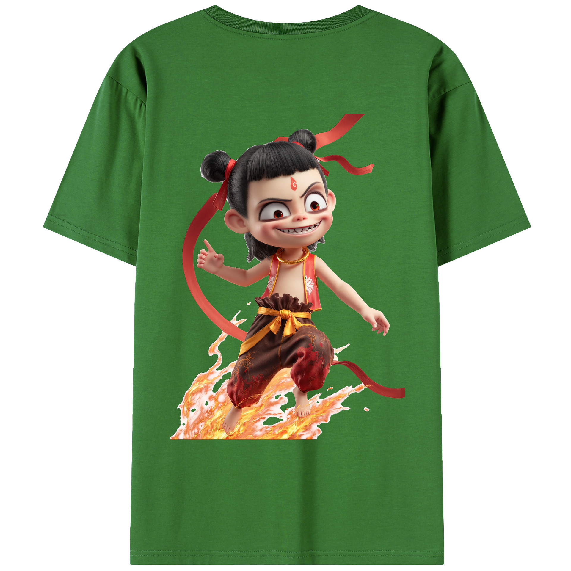 （画像用） Ne Zha 2 ナタ 魔童の大暴れ レディース半袖Tシャツ(バックプリント)